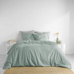 Parure de lit coton lav� linette sauge 260x240 cm - vert deau - douceur dint�rieur