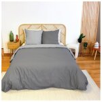 Parure de lit - c�t� d�co - bicolore uni - 100% coton - 220x240 cm + 2 taies 63x63 - oeko - tex