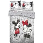 Parure de lit double - mickey et minnie - gris - synthétique - enfant Parure de lit double - mickey et minnie - gris - synthétique - enfant