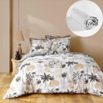 Parure de lit scarlett gris 240 x 220 cm + drap - housse 140x190 cm blanc