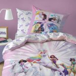 Parure de lit enfant 100% coton - lecole des licornes stars - violet - 140x200 + 63x63cm