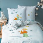 Parure de lit enfant 100% coton - le petit prince birds - blanc - 140x200 + 63x63cm