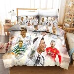 Parure de lit enfant 200x200 cm ? imprim� joueurs de football 3d microfibre douce housse + 1 taie 65x65 ...