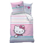Parure de lit enfant - hello kitty - mandarine - 50% coton - 50% polyester - 140x200 cm