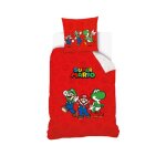 Parure de lit enfant super mario rouge 140�200 cm 70�90 cm r�f�rence : cbx2321mario