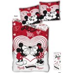 Parure de couette enfant disney - minnie et mickey love you - rouge - 140x200 cm
