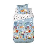 Parure de lit enfant - non spcifi - camion et tracteur - 100% coton - 140x200cm - rversible