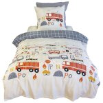 Parure de lit 140x200 cm microfibre flammeche beige bleu 2 pices