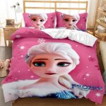 Parure de lit frozen 2 leaves - housse de couette reine des neiges 140x200cm + taie doreiller 65x65cm ...