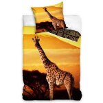 Parure de lit - girafe - 100% coton - 140x200 cm - noir - style enfant