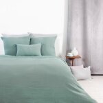 Parure de lit en double gaze de coton vert tilleul 140x200 cm