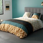 Parure de lit - bangui - housse de couette 220x240 cm - 100% coton - motifs marron - 57 fils / cm² Parure de lit - bangui - housse de couette 220x240 cm - 100% coton - motifs marron - 57 fils / cm²