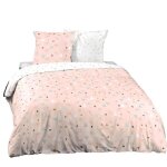 Parure de lit - housse de couette 100% coton 57 fils zen 240x260 cm - rose