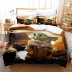 Parure de lit housse de couette 140x200cm star wars yoda et 2 taies doreiller [t52]