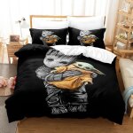 Parure de lit housse de couette 140x200cm star wars yoda et 2 taies doreiller [t55]