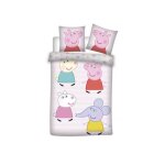 Parure lit housse de couette r�versible peppa pig 100x135cm 100% coton