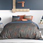 Parure de lit housse de couette avec taie doreiller 100% coton 57 fils thales 240x260 cm