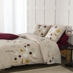 Parure de lit housse de couette 100% coton 57 fils tigy bordeaux - chambre - 240x260 cm Parure de lit housse de couette 100% coton 57 fils tigy bordeaux - chambre - 240x260 cm