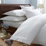 Parure de lit - luxueux - housse de couette et taies - broderies - blanc - 200x200 cm