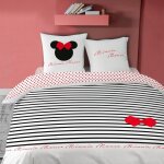 Parure de lit imprimée - disney minnie stripes - 100% coton - housse de couette + taie doreiller Parure de lit imprimée - disney minnie stripes - 100% coton - housse de couette + taie doreiller