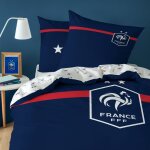 Parure de lit imprim�e 100% coton - fff challenge - bleu - 140x200 + 63x63cm