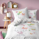 Parure de lit - hello kitty - papillons - 100% coton