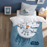 Parure de lit enfant 100% coton - star wars faucon millenium - bleu - 140x200 + 63x63cm
