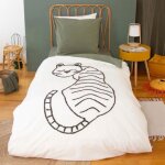 Parure de lit imprim�e - cote deco - tigre tuft� - 140x200 cm - housse de couette + taie doreiller