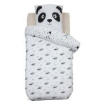 Parure de lit imprime panda 140 x 200 cm rversible 100% coton / 57 fils / cm