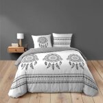 Housse de couette 240 x 220 cm indian dream 100% coton 42 fils + 2 taies 63x63 cm - blanc
