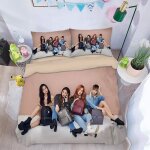 Parure de lit jisoo jennie rose lisa fermeture clair dissimule 1 housse de couette 2 taies doreiller ...