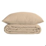 Parure de lit landiha percale beige lin 240x220cm - atmosphera cr�ateur dint�rieur