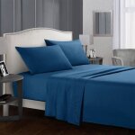Parures de lit - leoclotho - bleu marine - 1 drap housse 152x203cm - 1 drap plat 228x259cm - 2 taies ...