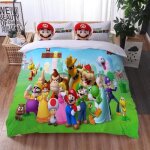 Parure de lit - super mario - 240x220cm - 3 pices - motif 3d color - lavable en machine