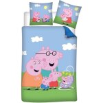 Parure de lit - peppa pig family - 1 personne (140x200 cm) - polycoton - bleu