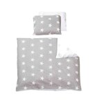 Parure de lit - roba - little stars - housse de couette 80x80 cm - taie 40x35 cm - gris / blanc