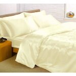 Parure de lit satin - blanc - lit 180 cm - housse de couette 220x260 cm - 6 pcs