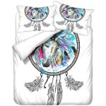 Parure de lit simple avec housse de couette 135 x 200 cm motif attrape - rves motif dragon cheval papillon ...