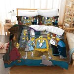 Parure de lit simpson - microfibre - impression 3d - fermeture �clair 200x200cm