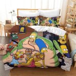 Parure de lit simpson - en microfibre - impression num�rique 3d - avec fermeture �clair 200x200cm