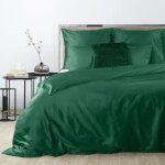 Parure de literie - nova3 - 160 x 200 cm - vert bouteille - 100% coton - lavable en machine