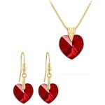 Parure vermeil coeurs 18 et 14mm swarovski element - siam ab