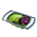 Passoire pliable haut de gamme bonapeti - fonction main libre verte et noir en silicone - avec des poignees ...