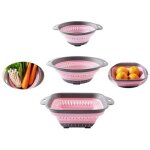 Passoire pliable - passoire en silicone - 3 tailles - ergonomique - rsistante  la chaleur - rose