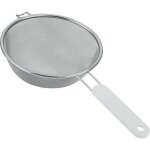 Passoire tamis  manche - d : 14 cm - inox et plastique - blanc