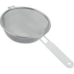 Passoire tamis  manche - d : 16 cm - inox et plastique - blanc