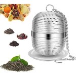 Passoire à thé - inox - boule à thé avec chaîne - bac dégouttage - utilisation multiple - 5. 5x4. 5cm ... Passoire à thé - inox - boule à thé avec chaîne - bac dégouttage - utilisation multiple - 5. 5x4. 5cm ...