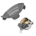 Passoire - wj - silicone - résistante à la chaleur - design à clipser - couleur gris Passoire - wj - silicone - résistante à la chaleur - design à clipser - couleur gris