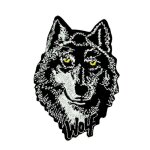 Patch ecusson brode loup thermocollant