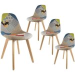 Patchwork - lot de 4 chaises scandinaves multicolore